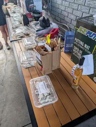 Raffle prizes and donated items arranged for the tournament