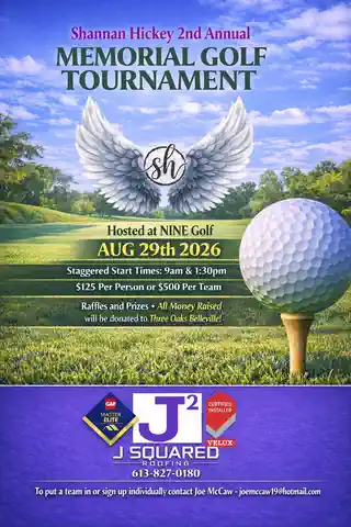 Official Shannan Hickey Memorial Golf Tournament flyer for August 29, 2026 at NINE Golf