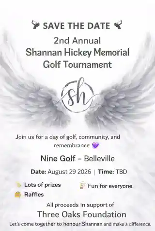 Save-the-date graphic for the Shannan Hickey Memorial Golf Tournament