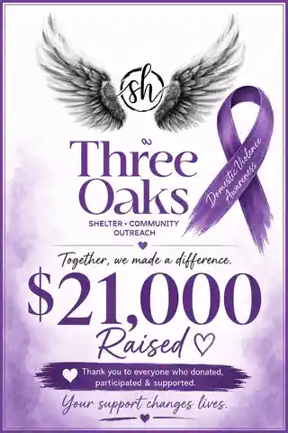 Three Oaks Foundation $21,000 fundraising graphic